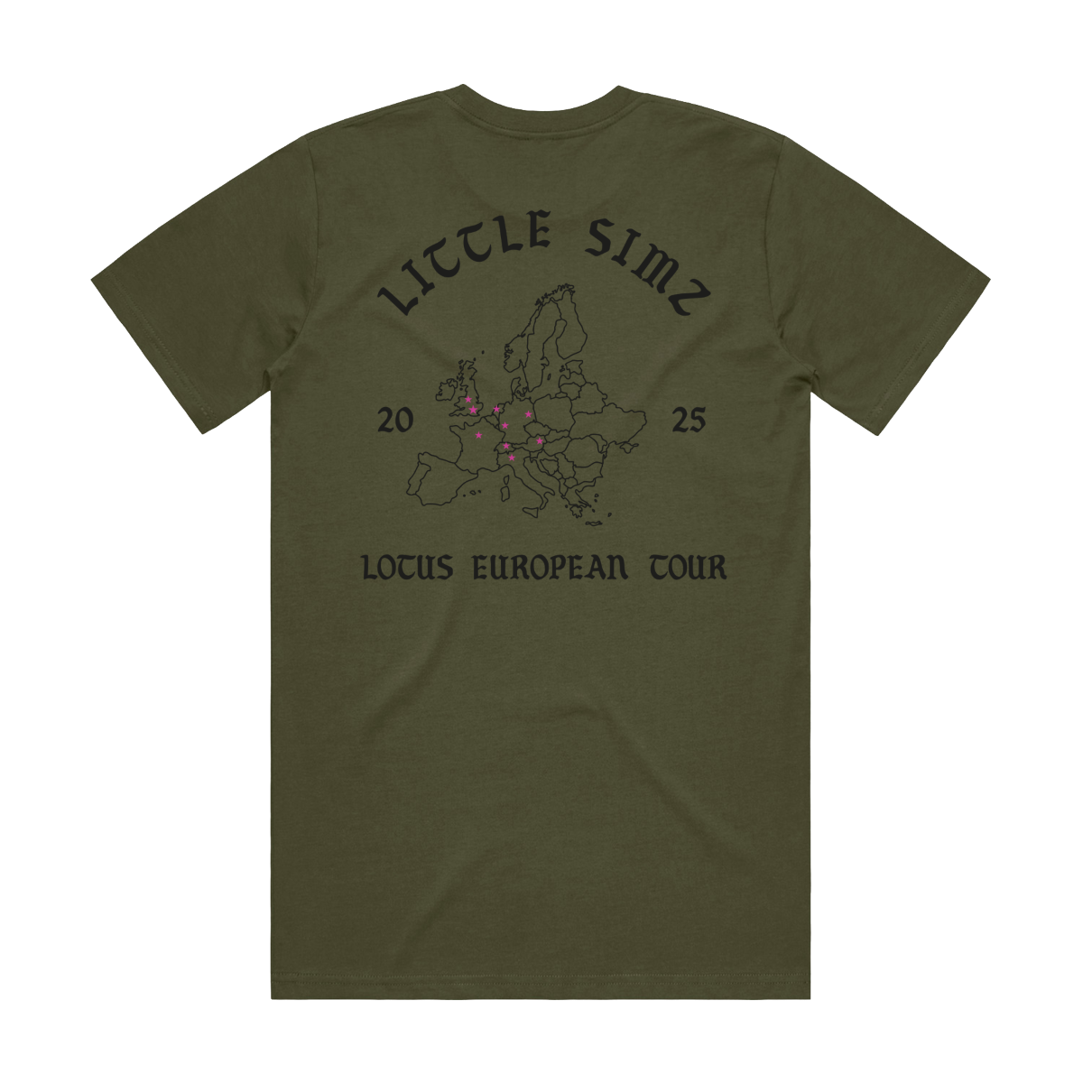 Lotus Tour European Map Army Green Tee - Store Exclusive